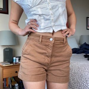 Everlane cotton twill high rise shorts